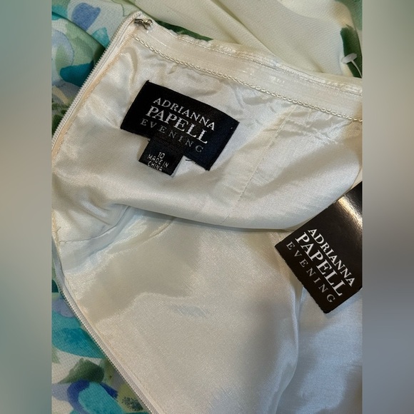 Adrianna Papell Blue and Green Floral Dress Size 10 - Picture 5 of 6